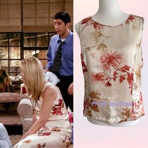 Vintage Cream Floral Silk Tank Inspired by Phoebe Buffay from Friends